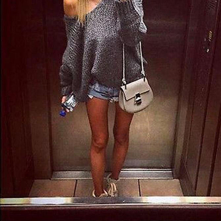 Dames Grand pull en tricot avec épaule dénudée et coupe décontractée Chic und Stil