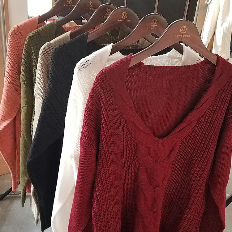 Pull en maille épaisse pour femmes au style décontracté à épaules dénudées avec des détails ajourés spéciaux Chic und Stil