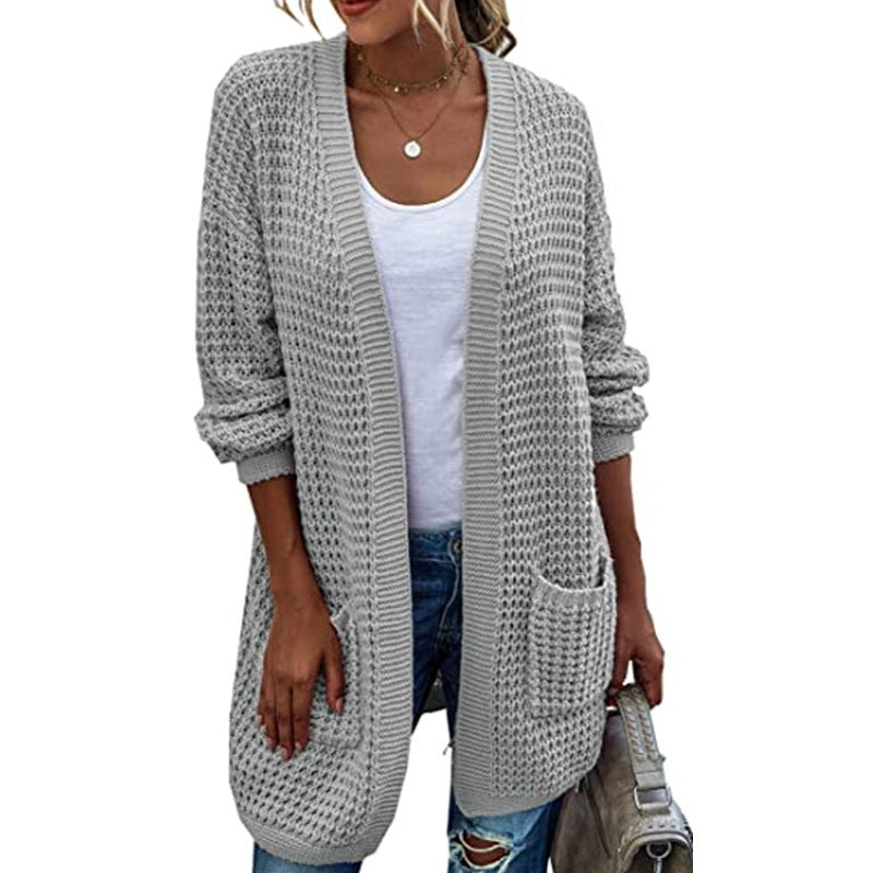 Dames gros tricot cardigan avec silhouette décontractée et poches ouvertes Chic und Stil