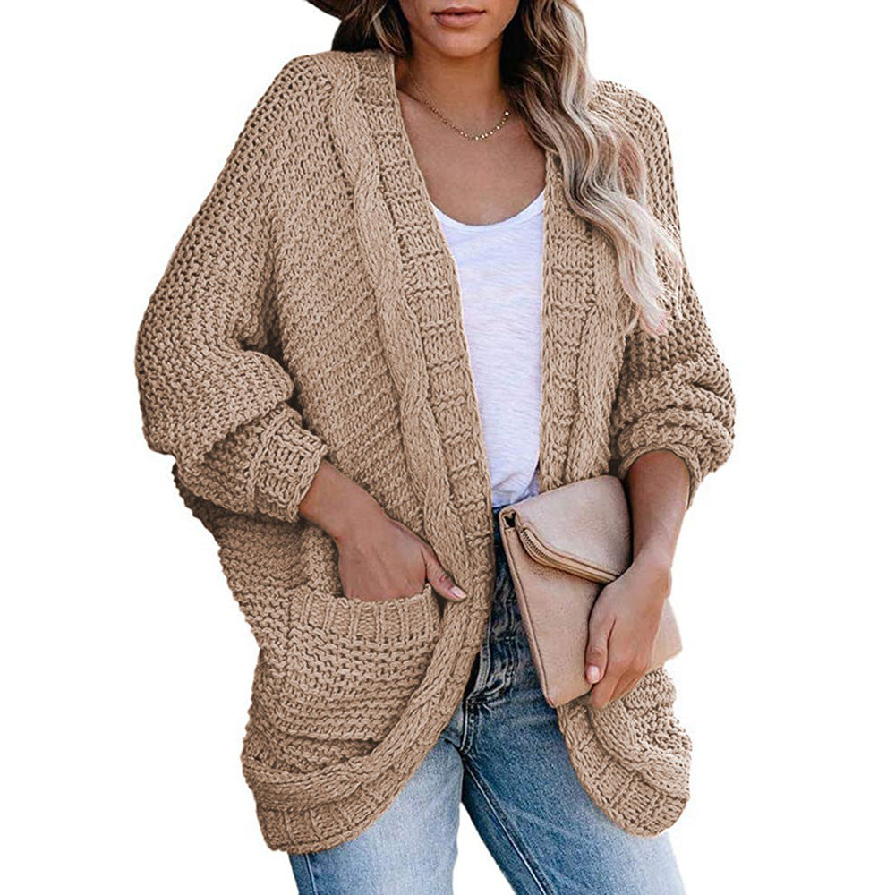Cardigan en grosse maille pour femmes avec une silhouette décontractée et de grandes poches Chic und Stil