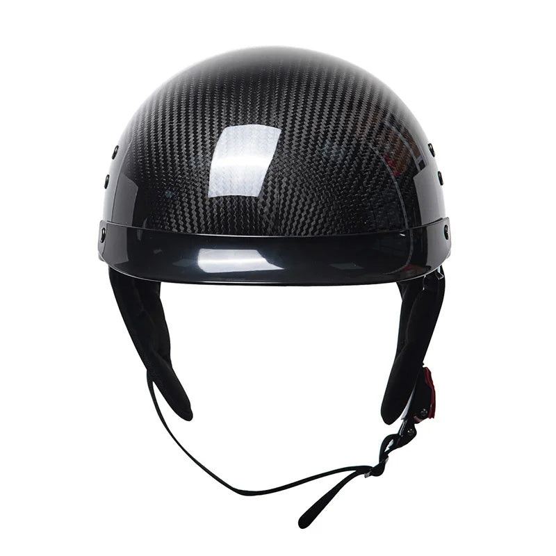 Casque Demi-Face Retro en Fibre de Carbone - Homologué DOT et ECE - ChicUndStil