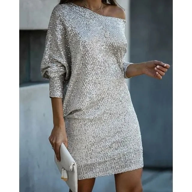 Chic und Stil | Bare Shoulders Sequined Mini Dress
