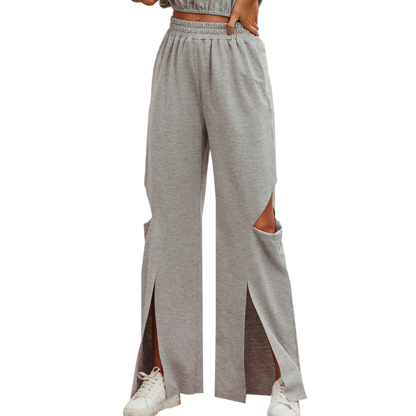 Pantalons de jogging larges pour femmes avec fentes latérales Chic und Stil