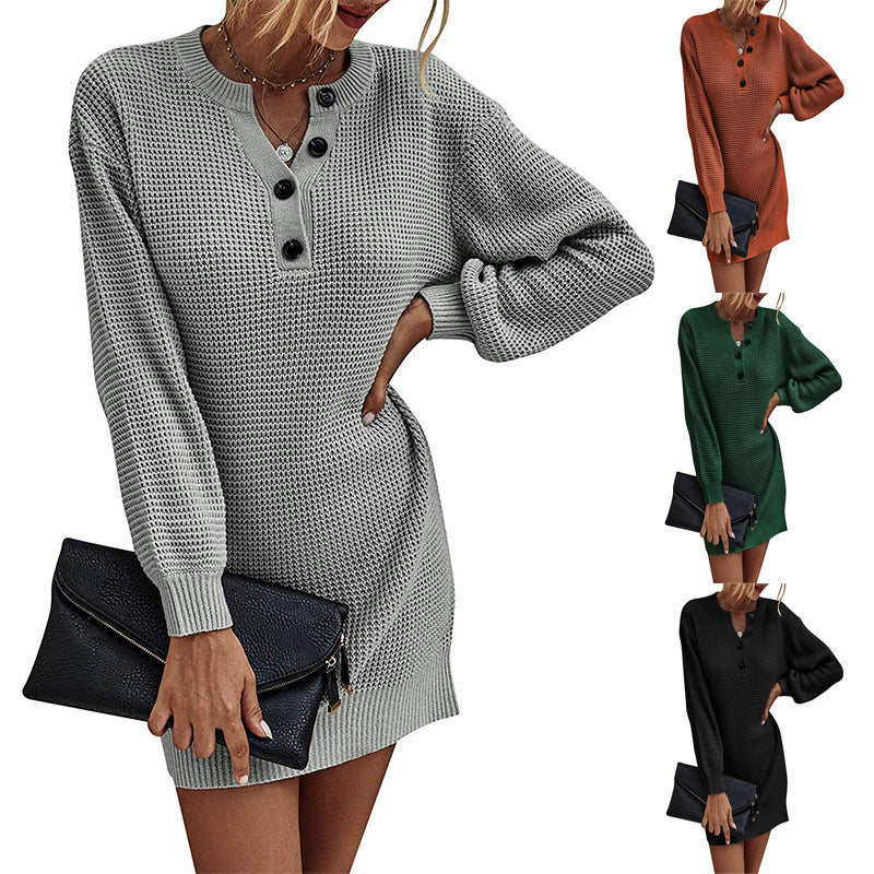 Robe tricot pour femmes avec détails de boutons et coupe ample Chic und Stil