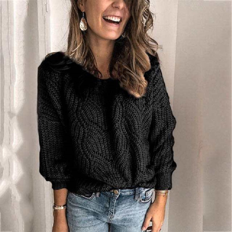 Dames Pull en grosse maille avec motif de tresses créatif Chic und Stil