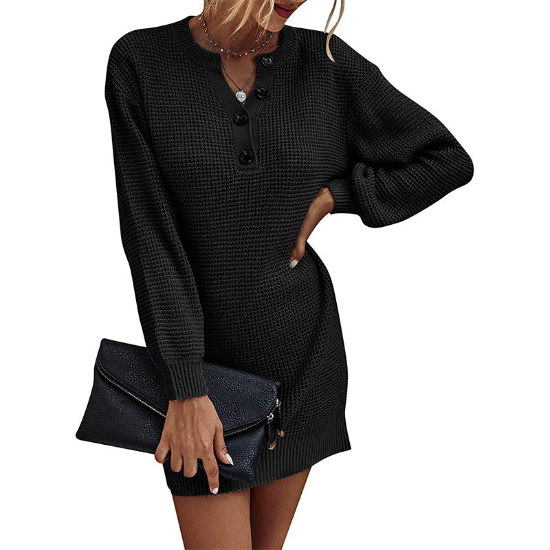 Robe tricot pour femmes avec détails de boutons et coupe ample Chic und Stil