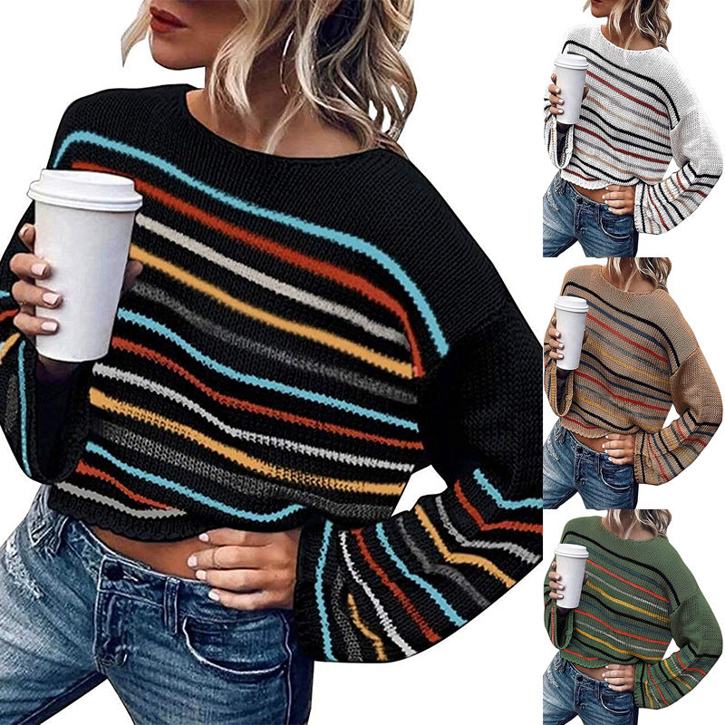 Pull en tricot pour femmes avec un motif rayé moderne Chic und Stil