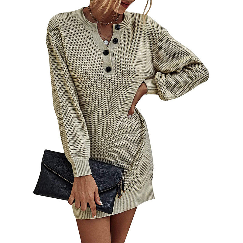 Robe tricot pour femmes avec détails de boutons et coupe ample Chic und Stil