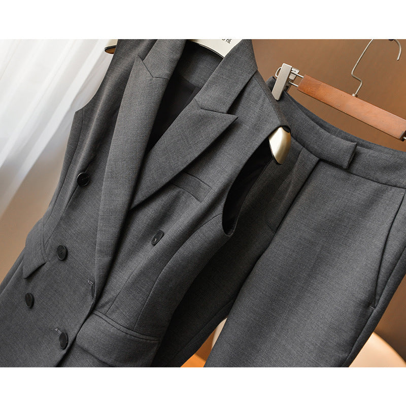 Blazer sans manches double boutonnage ajusté pour femmes Chic und Stil