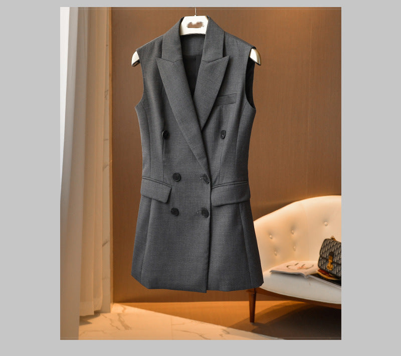 Blazer sans manches double boutonnage ajusté pour femmes Chic und Stil