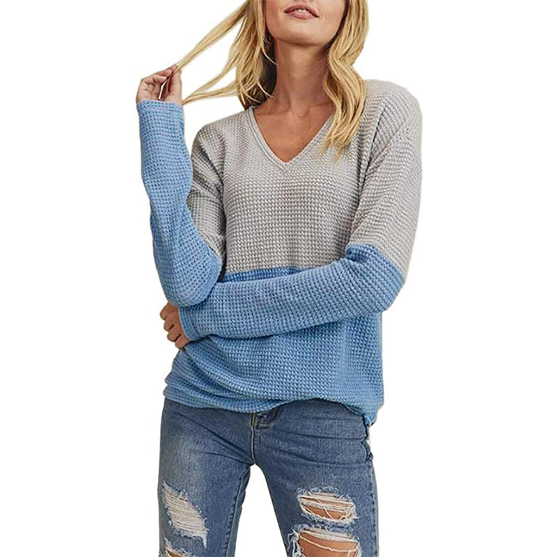 Pull en tricot décontracté pour femmes avec dégradé de couleurs moderne et décolleté en V Chic und Stil
