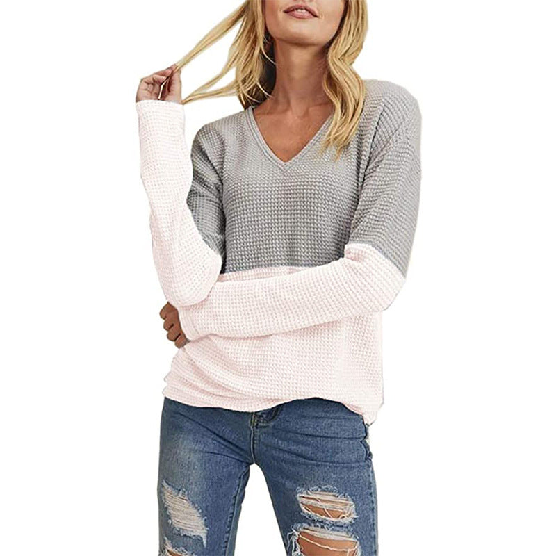 Pull en tricot décontracté pour femmes avec dégradé de couleurs moderne et décolleté en V Chic und Stil