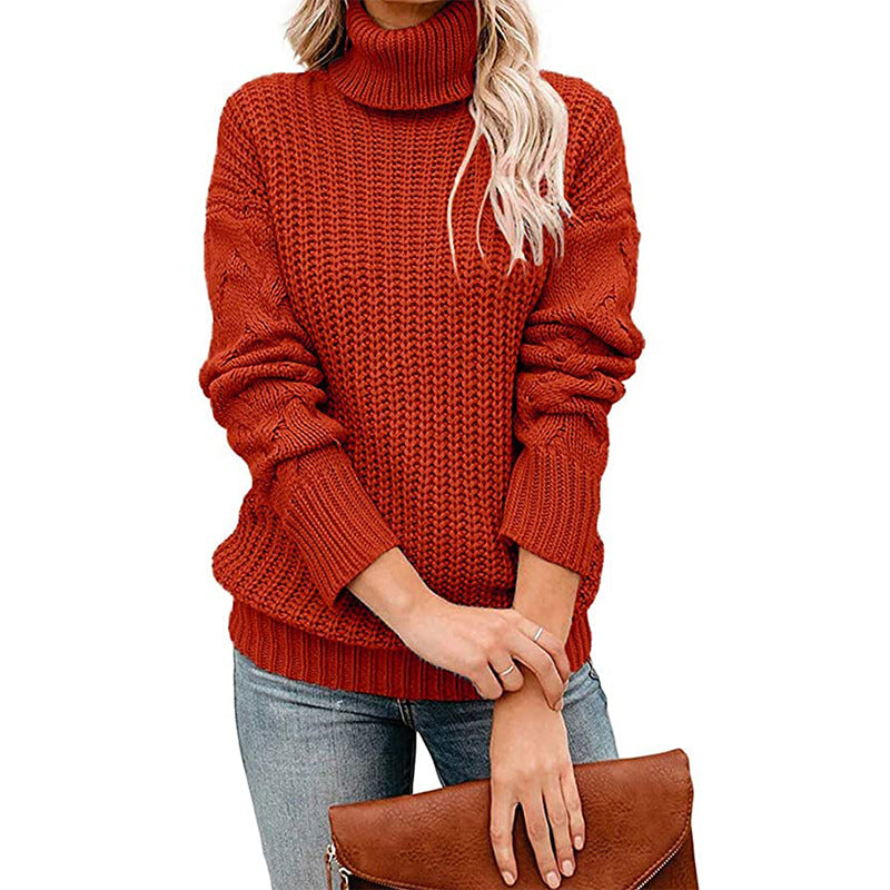 Dames Col Roulé Pull en Maille Épais Chic und Stil