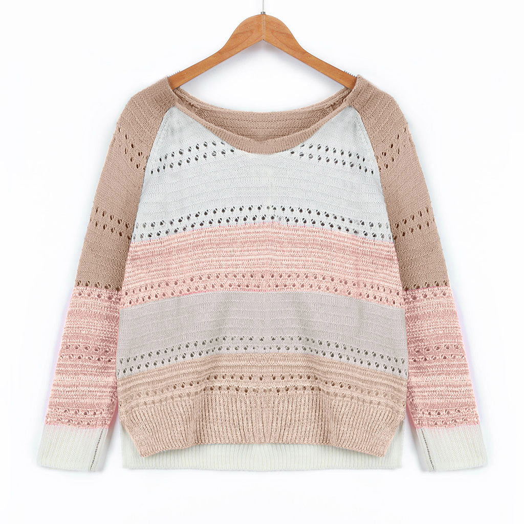 Pull en tricot pour femmes avec un design de couleurs original et un motif ajouré à la mode Chic und Stil
