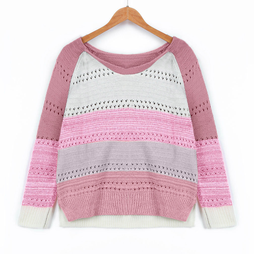 Pull en tricot pour femmes avec un design de couleurs original et un motif ajouré à la mode Chic und Stil