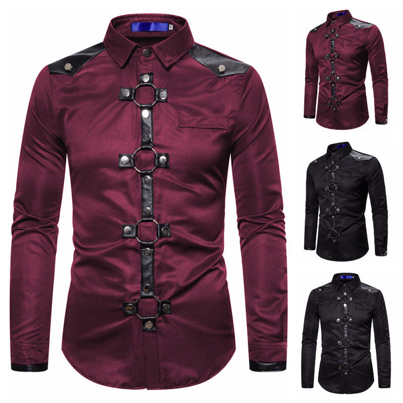 Chemise de designer pour hommes avec garniture en plastique élégante et détails contrastants Chic und Stil