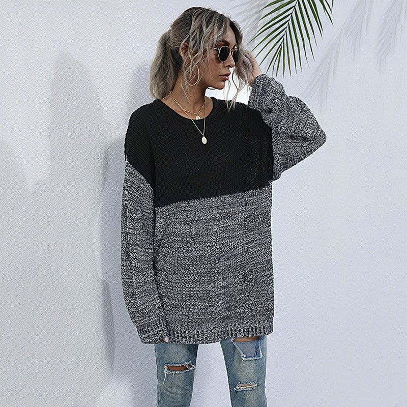 Pull en tricot confortable pour femmes avec un design moderne de blocs de couleur Chic und Stil