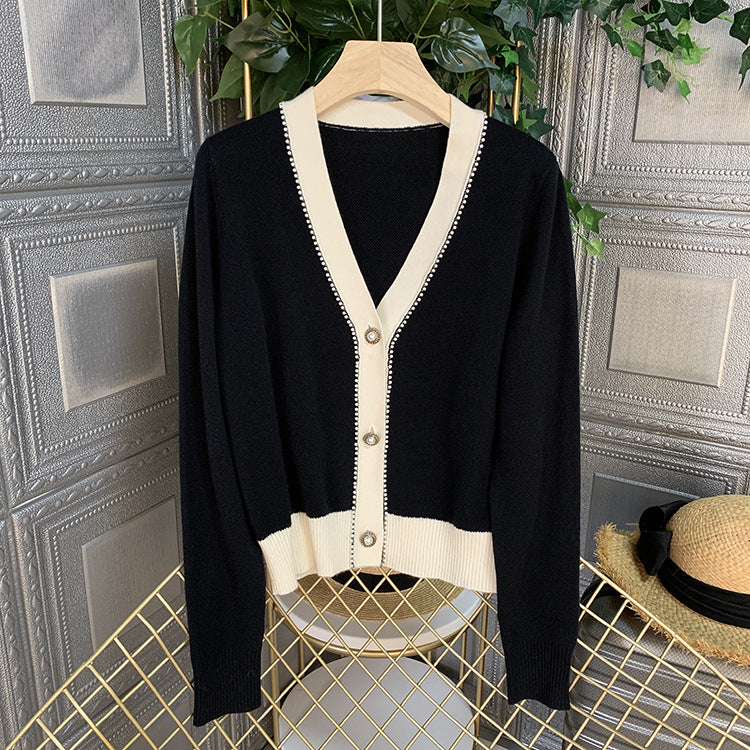 Cardigan élégant pour femme à col en V avec boutons décoratifs Chic und Stil