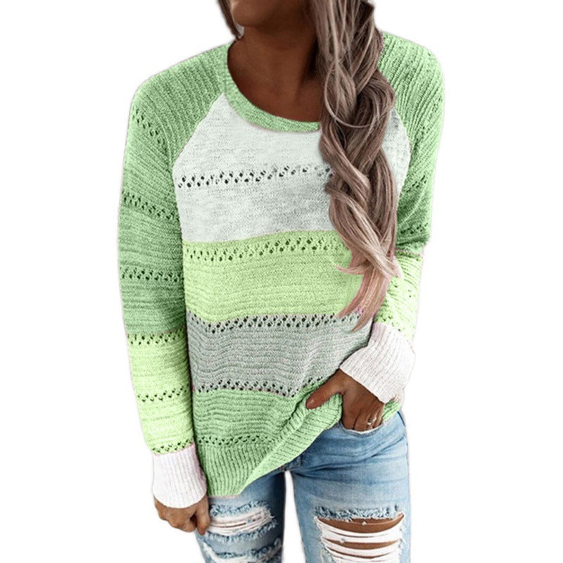 Pull en tricot pour femmes avec un design de couleurs original et un motif ajouré à la mode Chic und Stil