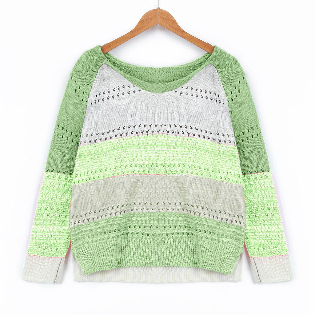 Pull en tricot pour femmes avec un design de couleurs original et un motif ajouré à la mode Chic und Stil