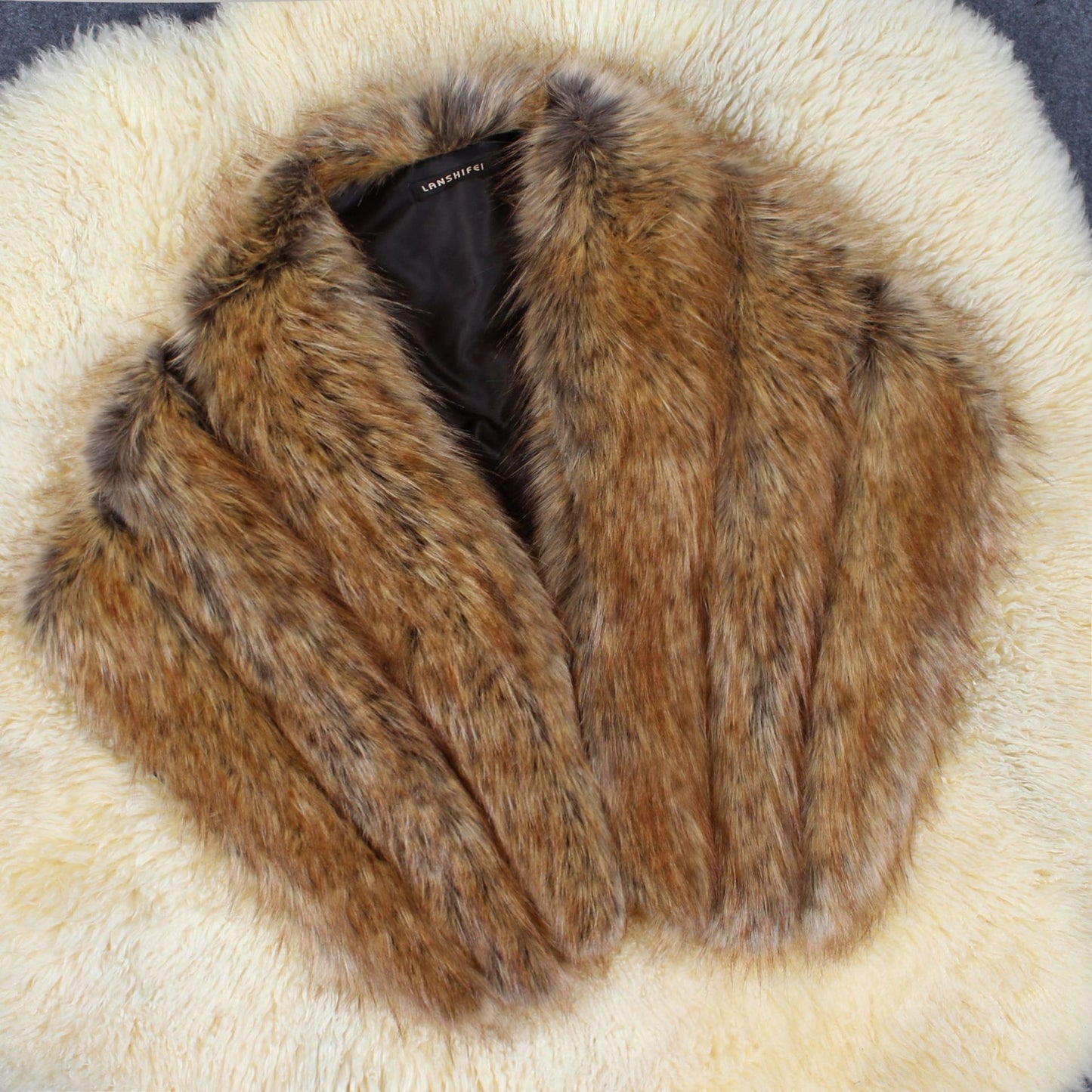 Dames Élegant Cape en fausse fourrure Chic und Stil