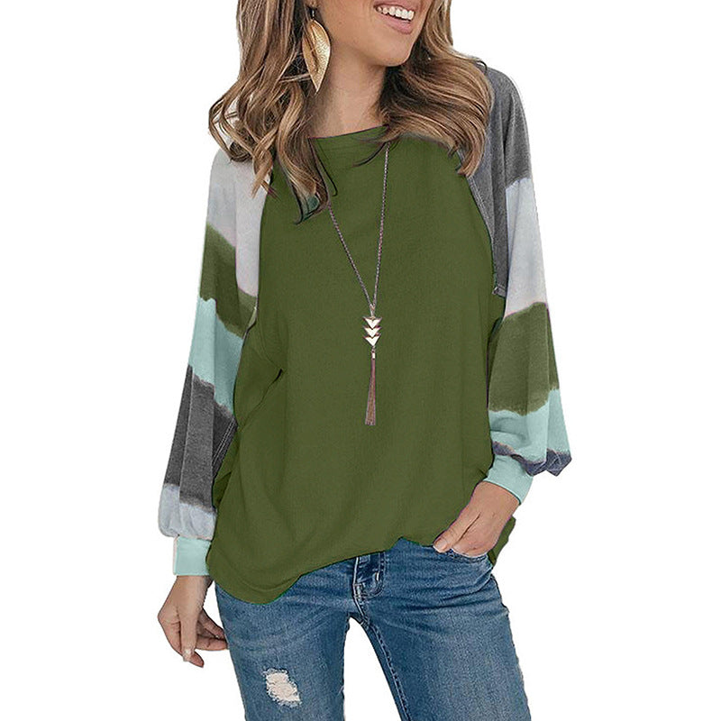 Sweat-shirt féminin à la mode avec des manches bouffantes colorées et une coupe décontractée Chic und Stil