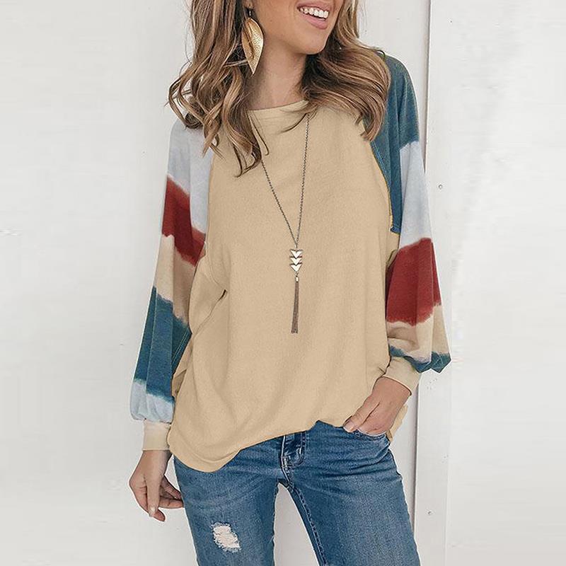 Sweat-shirt féminin à la mode avec des manches bouffantes colorées et une coupe décontractée Chic und Stil