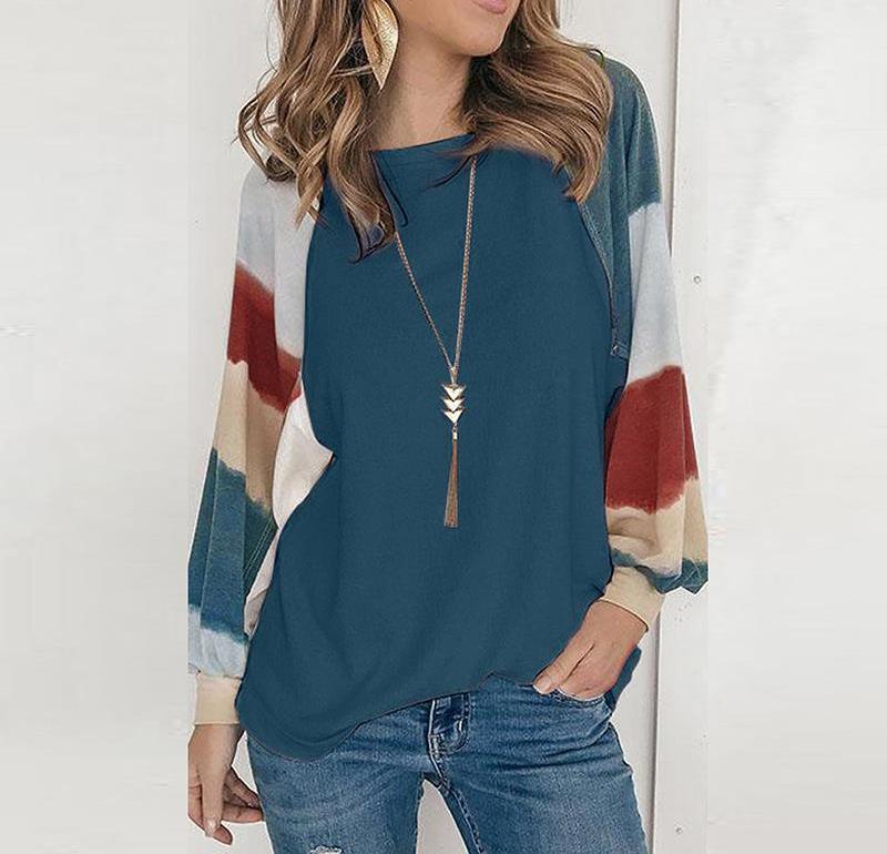 Sweat-shirt féminin à la mode avec des manches bouffantes colorées et une coupe décontractée Chic und Stil