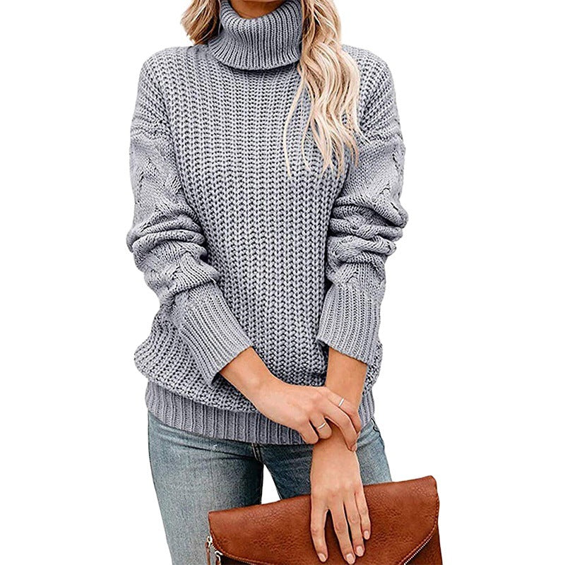 Dames Col Roulé Pull en Maille Épais Chic und Stil