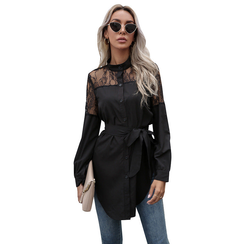 Robe chemise femme avec épaules en dentelle Chic und Stil