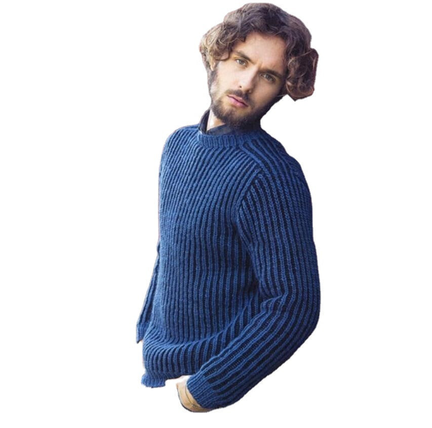 Pull over en tricot côtelé pour hommes avec col rond et coupe décontractée Chic und Stil