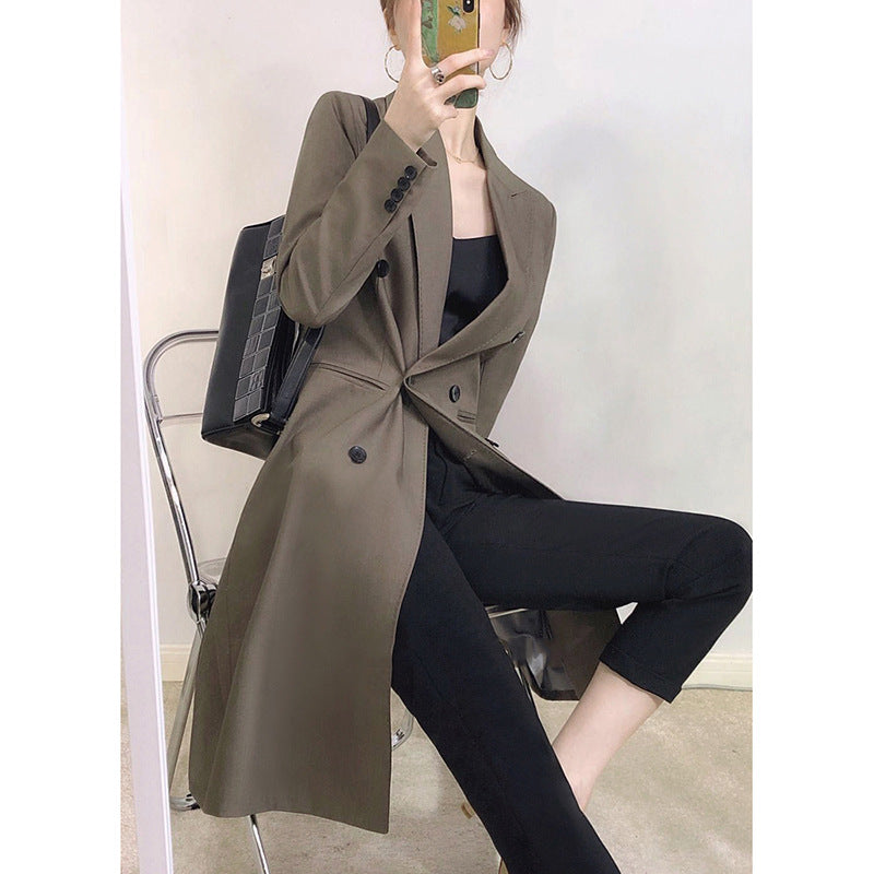 Blazer long ajusté double boutonnage pour femme Chic und Stil