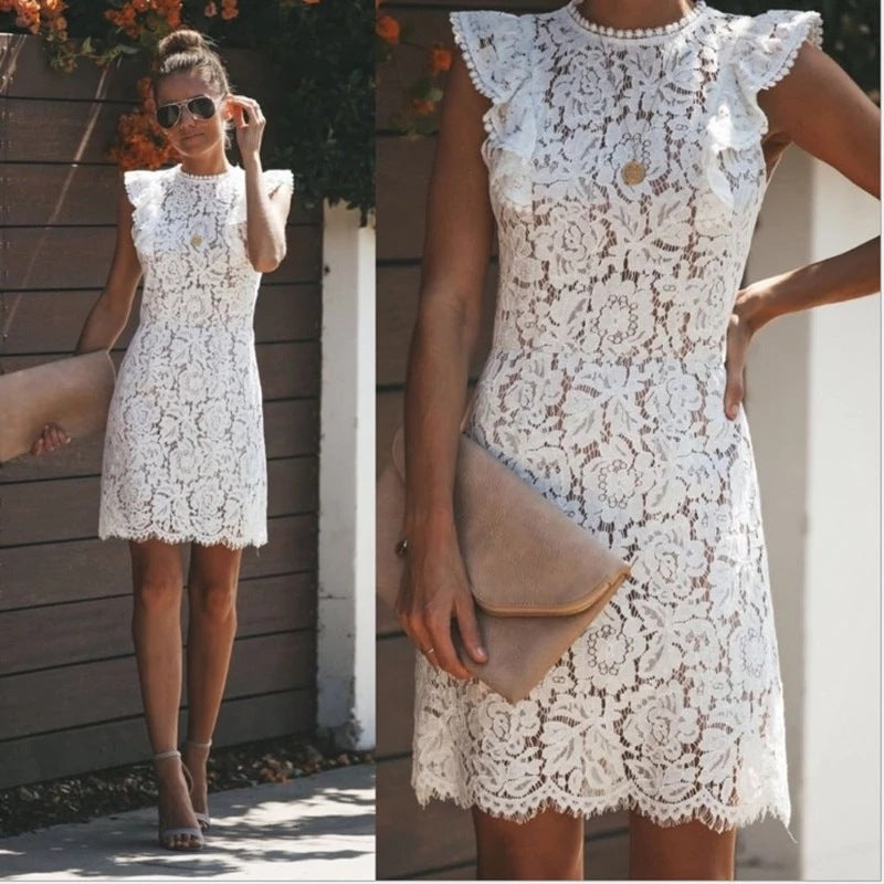 Robe en dentelle romantique pour femmes avec des détails en volants Chic und Stil