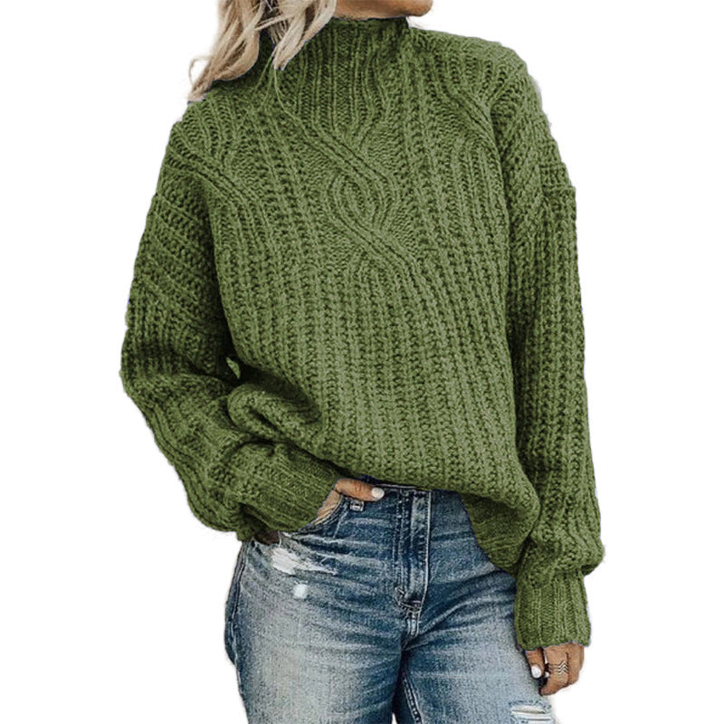 Pull en grosse maille pour femmes avec col montant et structure en tresse détaillée Chic und Stil