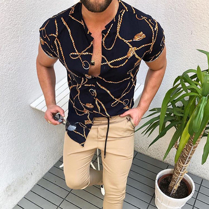 T-shirt de loisirs à manches courtes pour hommes avec impression maritime Chic und Stil
