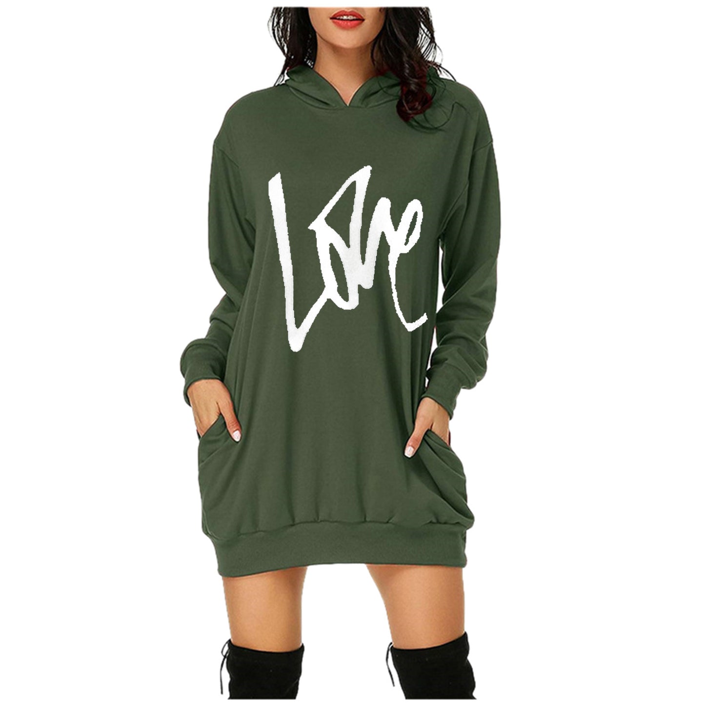 Robe à capuche pour femmes avec poches pratiques et inscription tendance Chic und Stil