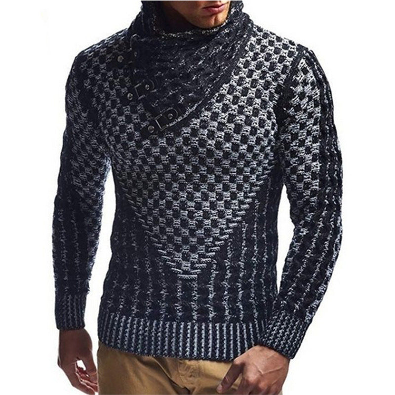 Pull en tricot pour hommes avec un col haut innovant et un motif texturé Chic und Stil
