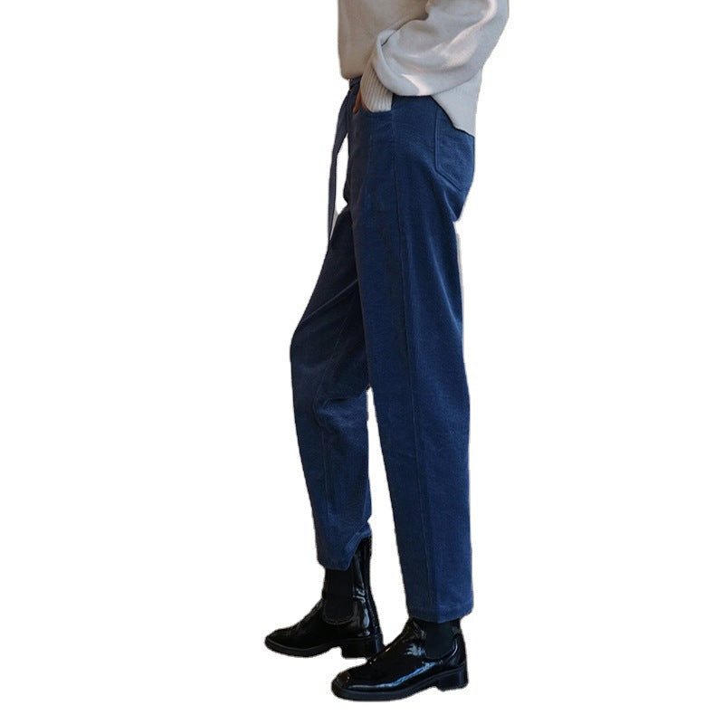 Pantalons large en velours côtelé taille haute pour femmes Chic und Stil