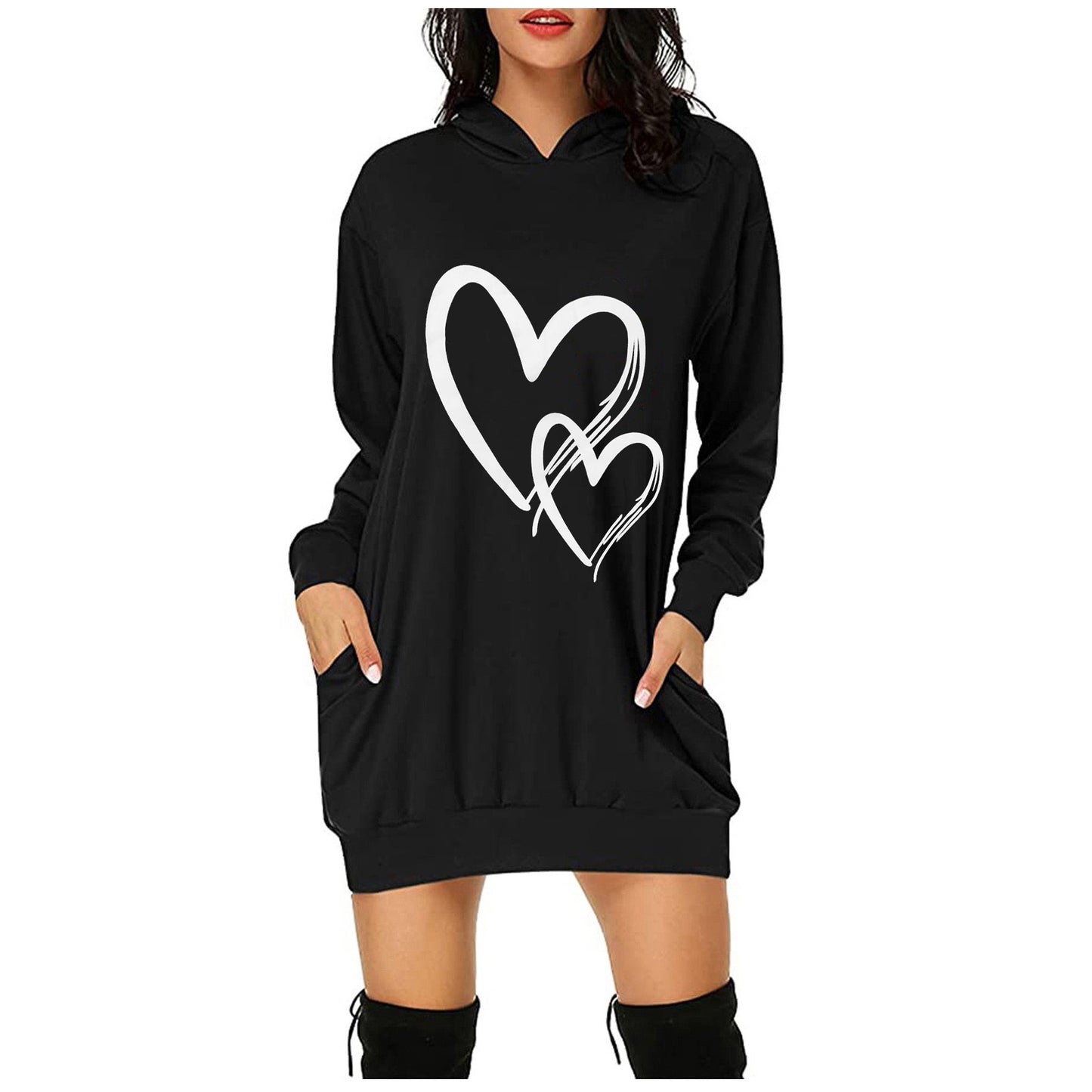 Robe à capuche pour femmes avec poches pratiques et inscription tendance Chic und Stil