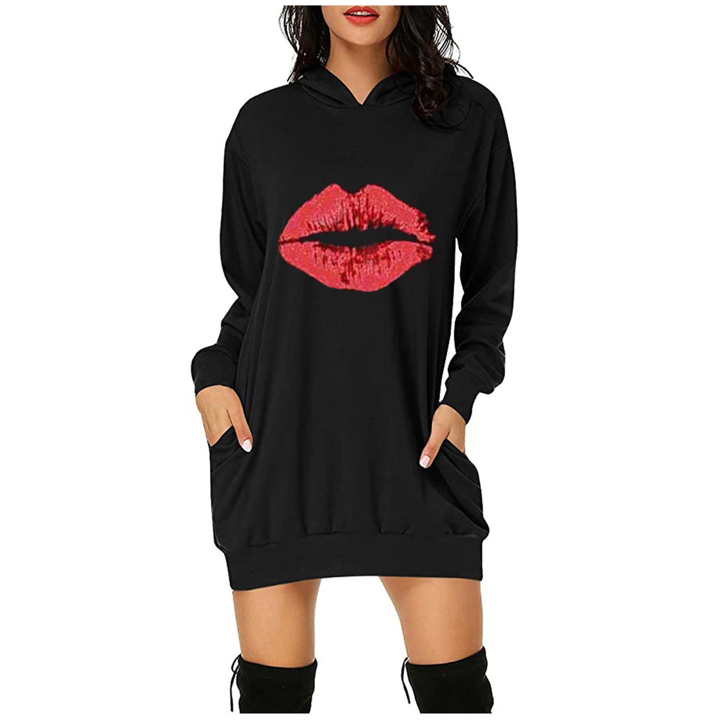 Robe à capuche pour femmes avec poches pratiques et inscription tendance Chic und Stil