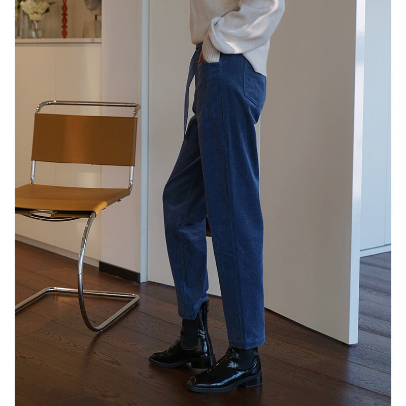Pantalons large en velours côtelé taille haute pour femmes Chic und Stil