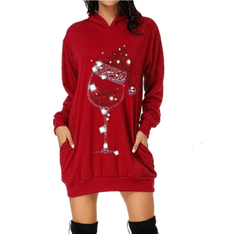 Robe à capuche pour femmes avec poches pratiques et inscription tendance Chic und Stil