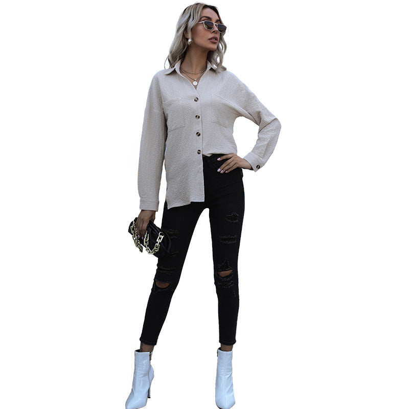Blouse décontractée pour femmes avec design frontal à boutons et fermeture à nœud Chic und Stil