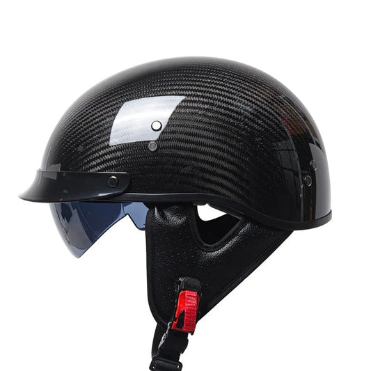 Casque Demi-Face Retro en Fibre de Carbone - Homologué DOT et ECE - ChicUndStil