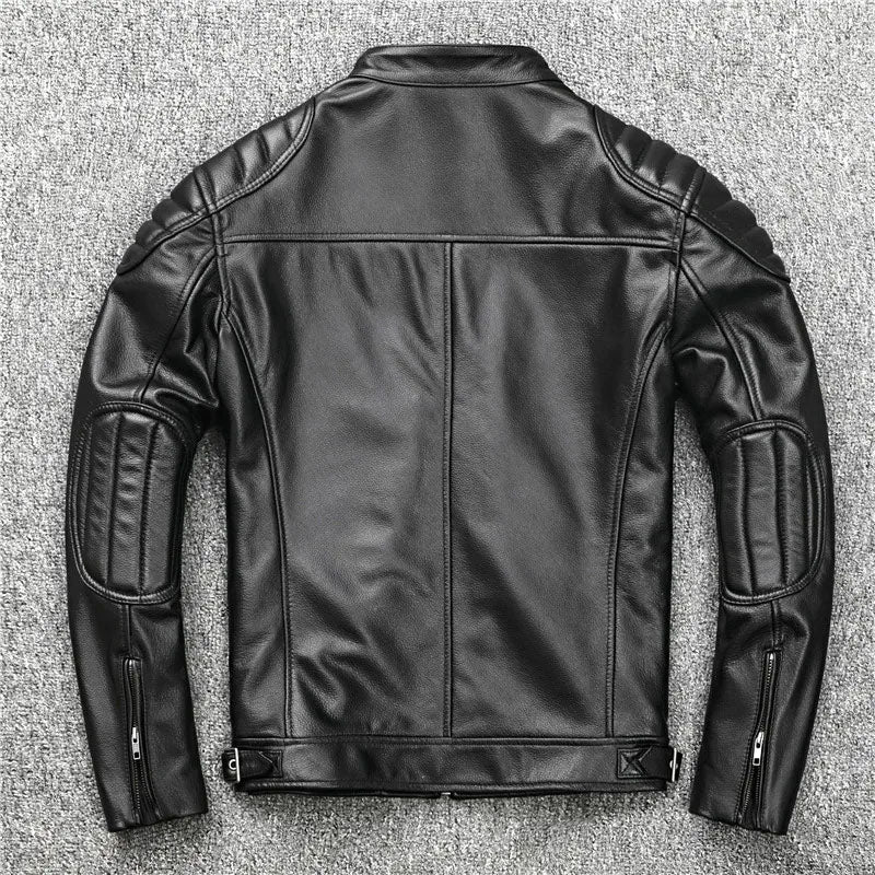 Veste de Motard Classique en Cuir de Vache - ChicUndStil
