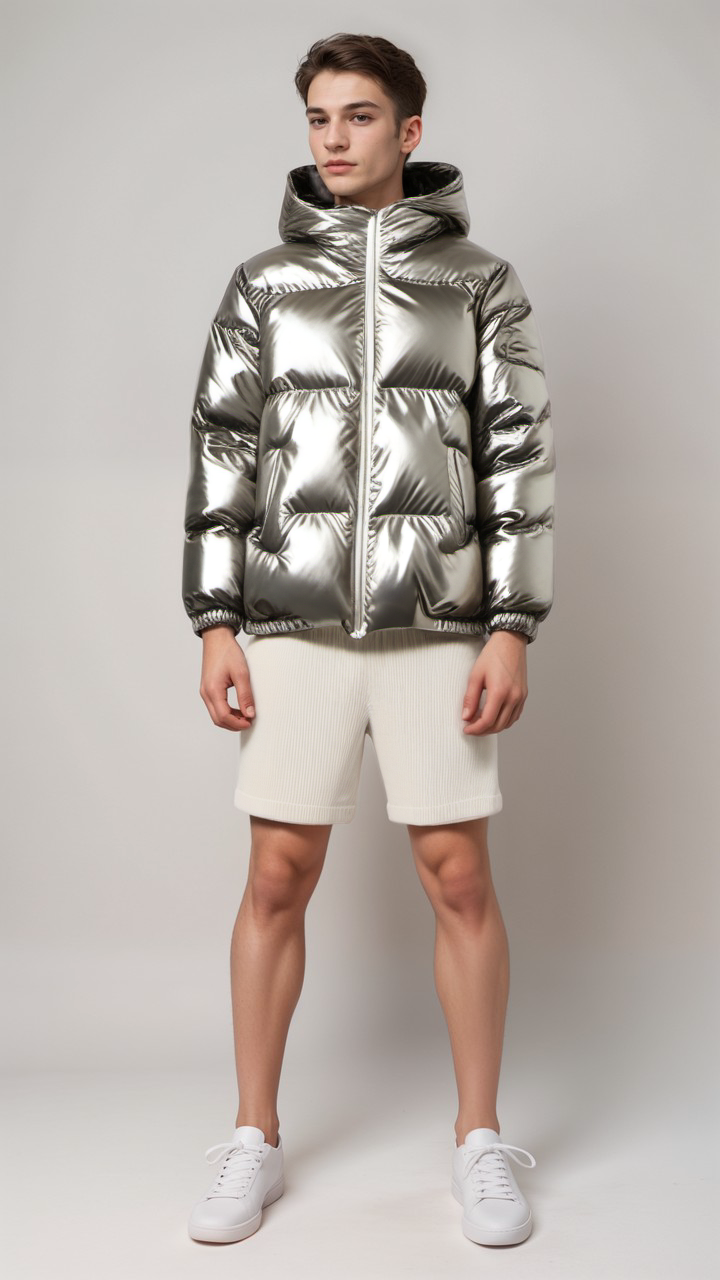 Chic und Stil | Padded Winter Jacket with Hood Polyester Warm and Water-Repellent