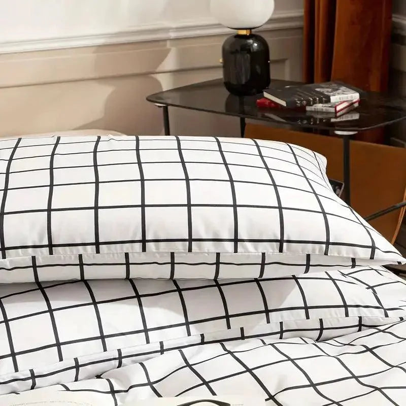 Housse de Couette à Carreaux – Confortable et Respirant-Dekbed-ChicUndStil