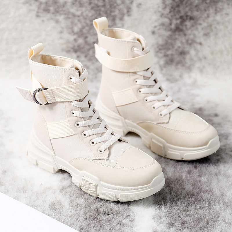Chic and Stil | High Canvas Motorcycle Boots