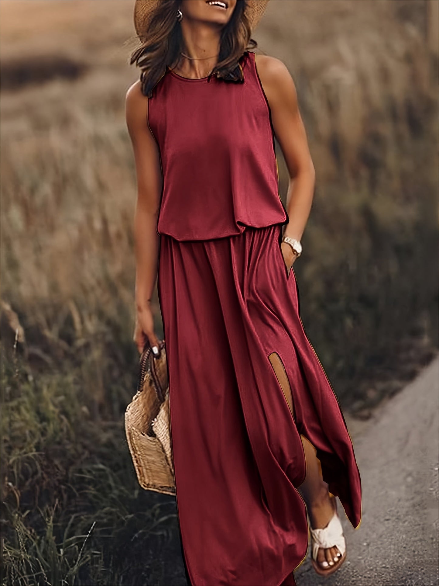 Chic und Stil | Simple Boho Maxi Dress Made of Modal in Various Colors