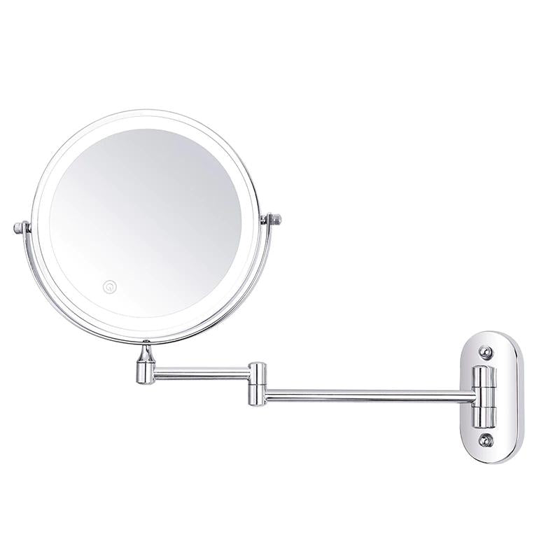 Chic and Style | LED Makeup Mirror with Magnification | Rechargeable | Cosmetic & Bathroom | Chrome Silver